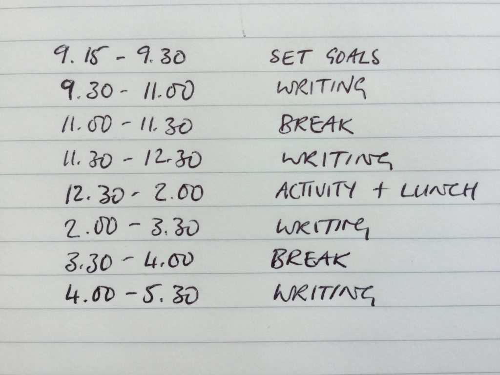 handwritten work schedule